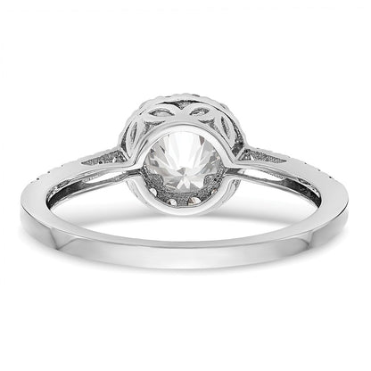 14K White Gold Round Simulated Diamond Halo Engagement Ring