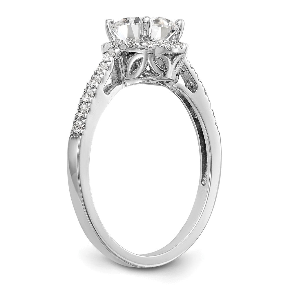 14K White Gold Round Simulated Diamond Halo Engagement Ring