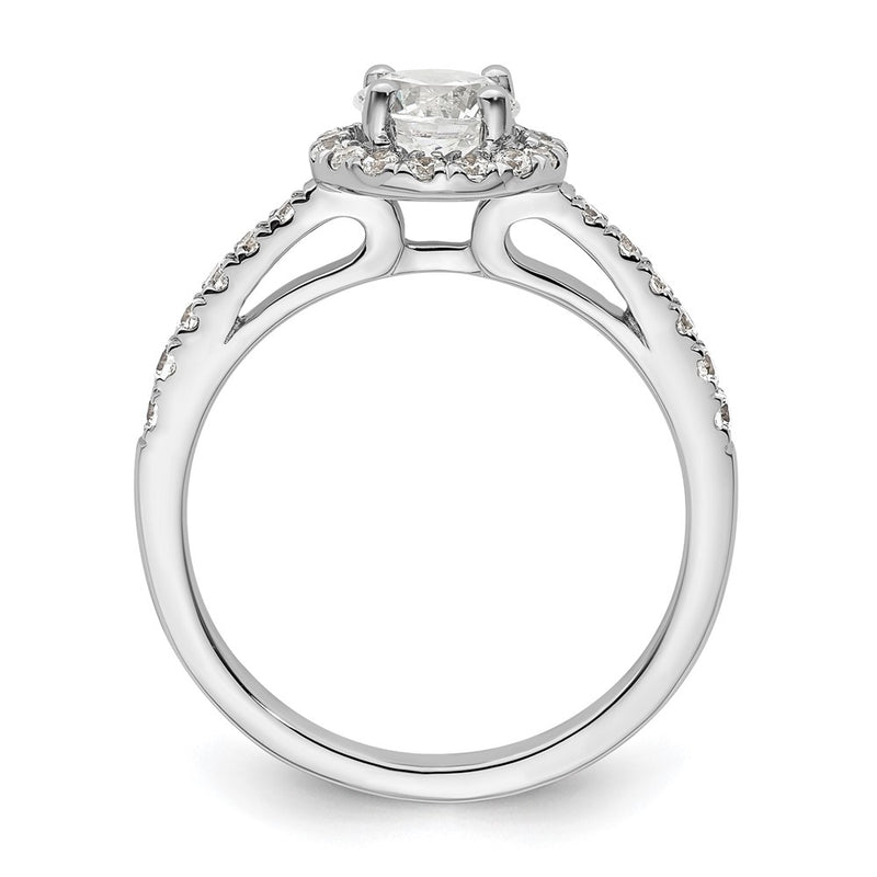 14K White Gold Round Simulated Diamond Halo Engagement Ring
