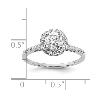 14K White Gold Round Simulated Diamond Halo Engagement Ring