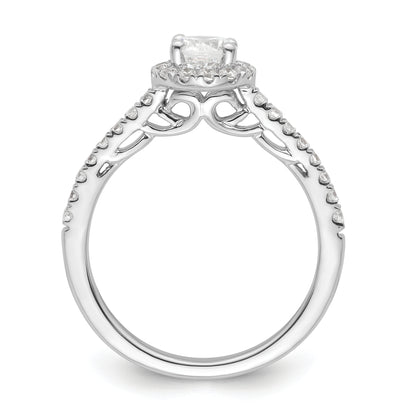 14K White Gold Round Simulated Diamond Halo Engagement Ring