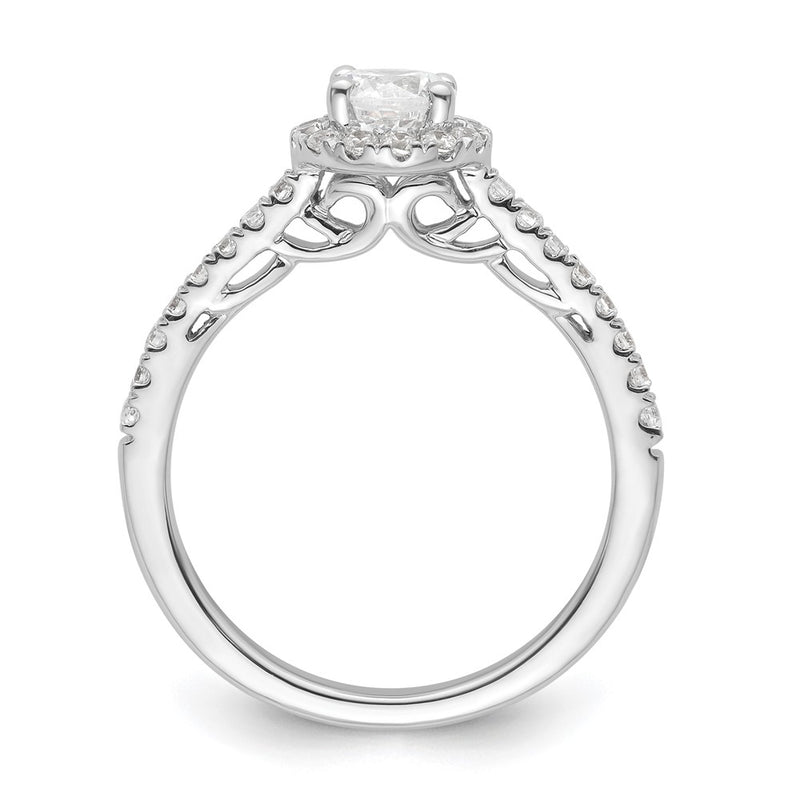 14K White Gold Round Simulated Diamond Halo Engagement Ring