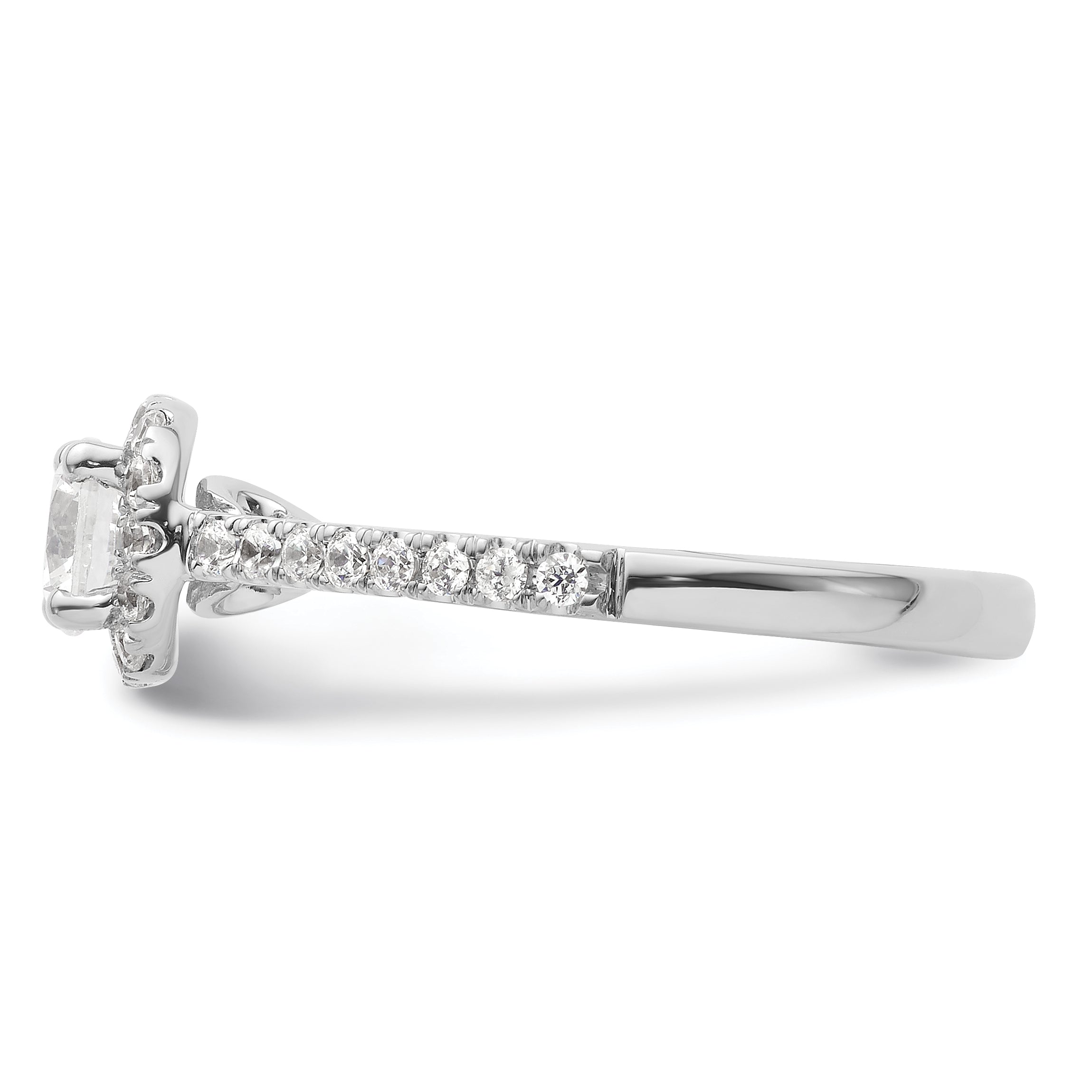 14K White Gold Round Simulated Diamond Halo Engagement Ring