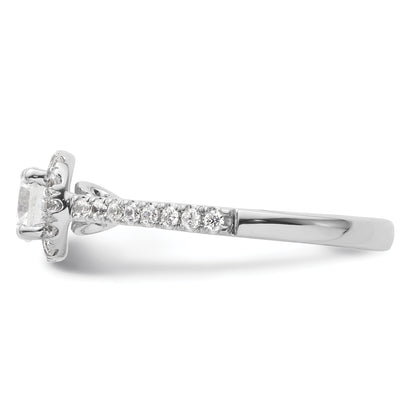 14K White Gold Round Simulated Diamond Halo Engagement Ring