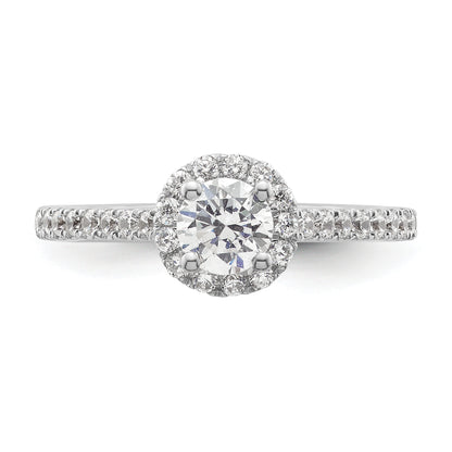 14K White Gold Round Simulated Diamond Halo Engagement Ring
