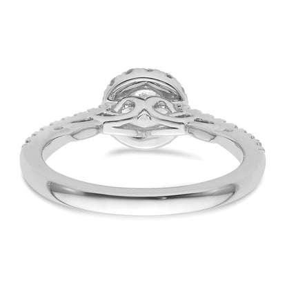 14K White Gold Round Simulated Diamond Halo Engagement Ring