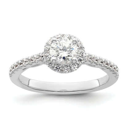 14K White Gold Round Simulated Diamond Halo Engagement Ring