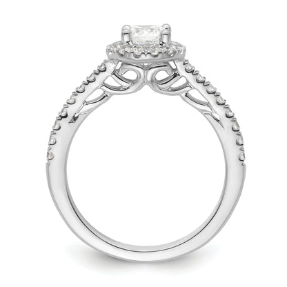 14K White Gold Round Simulated Diamond Halo Engagement Ring