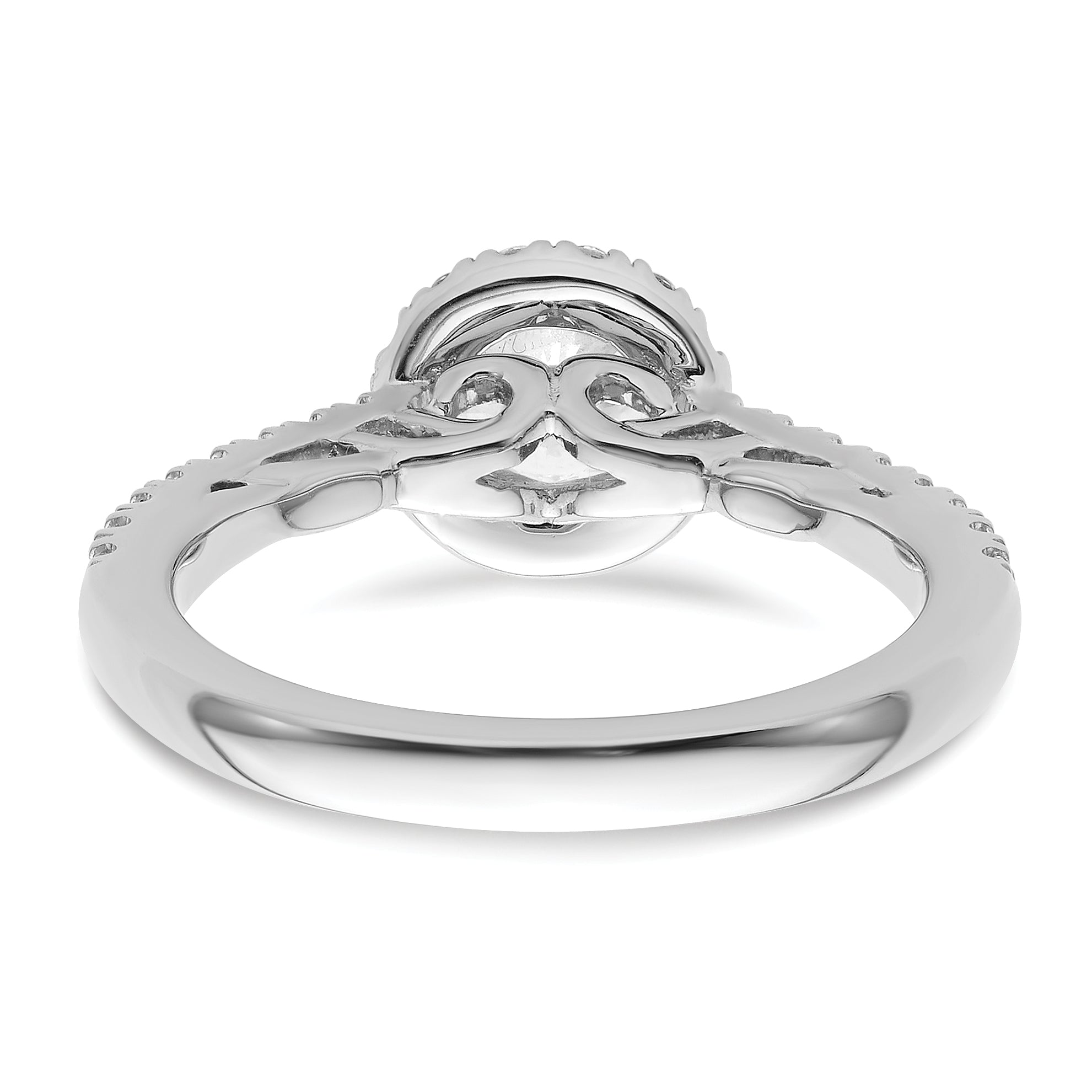 14K White Gold Round Simulated Diamond Halo Engagement Ring