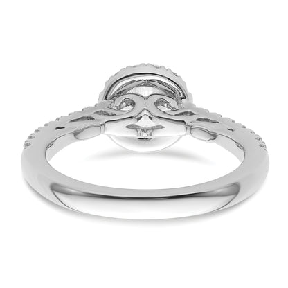 14K White Gold Round Simulated Diamond Halo Engagement Ring