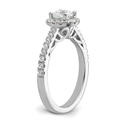 14K White Gold Round Simulated Diamond Halo Engagement Ring