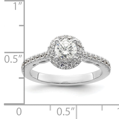 14K White Gold Round Simulated Diamond Halo Engagement Ring