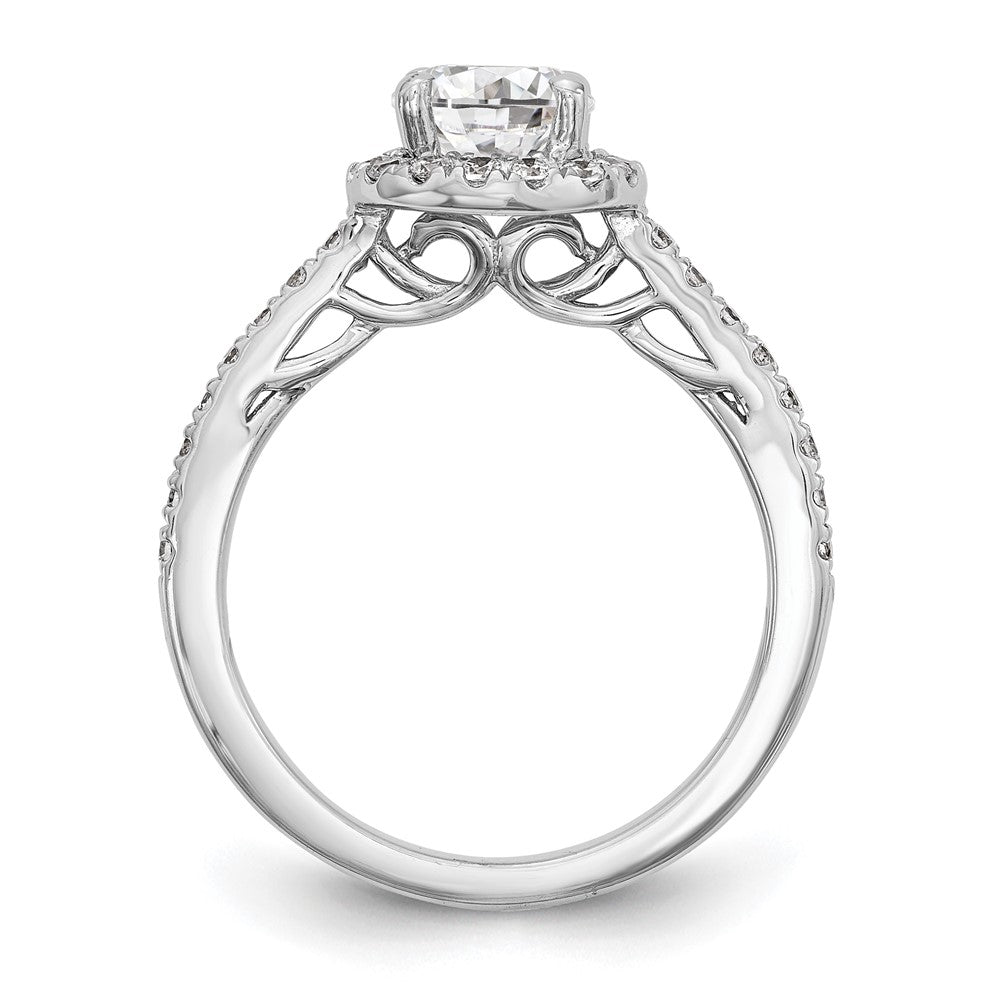 14K White Gold Round Simulated Diamond Halo Engagement Ring