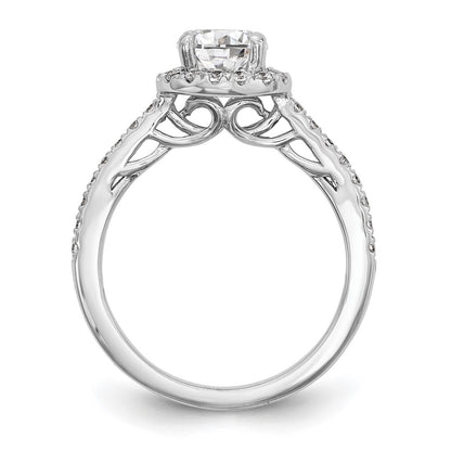 14K White Gold Round Simulated Diamond Halo Engagement Ring