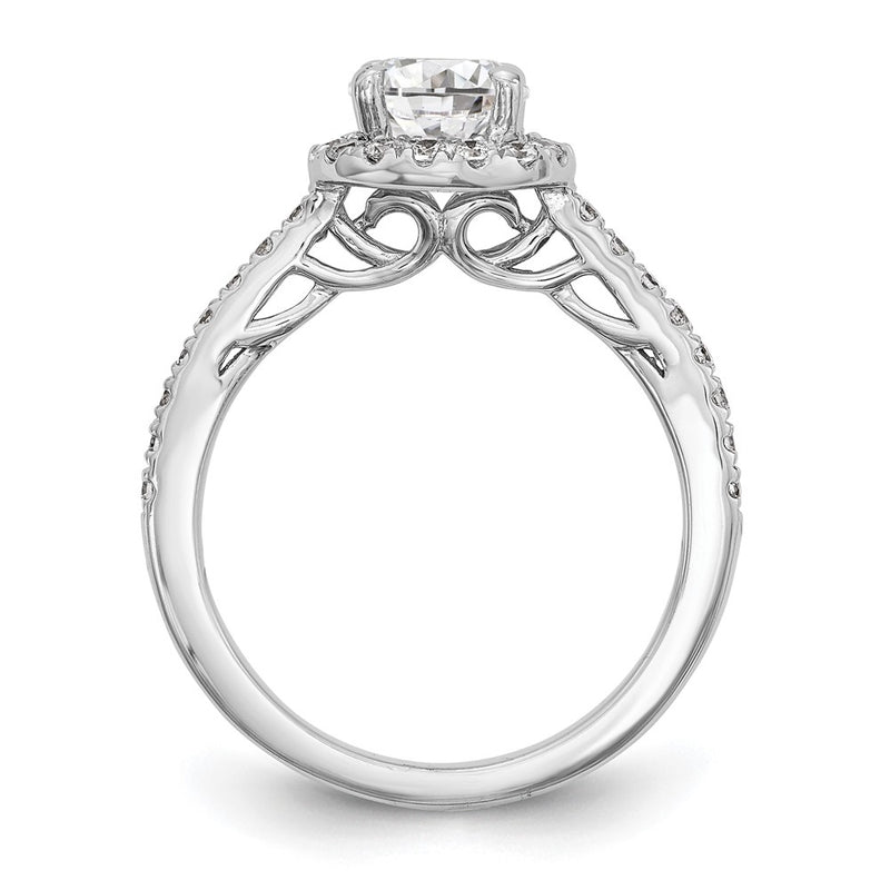 14K White Gold Round Simulated Diamond Halo Engagement Ring
