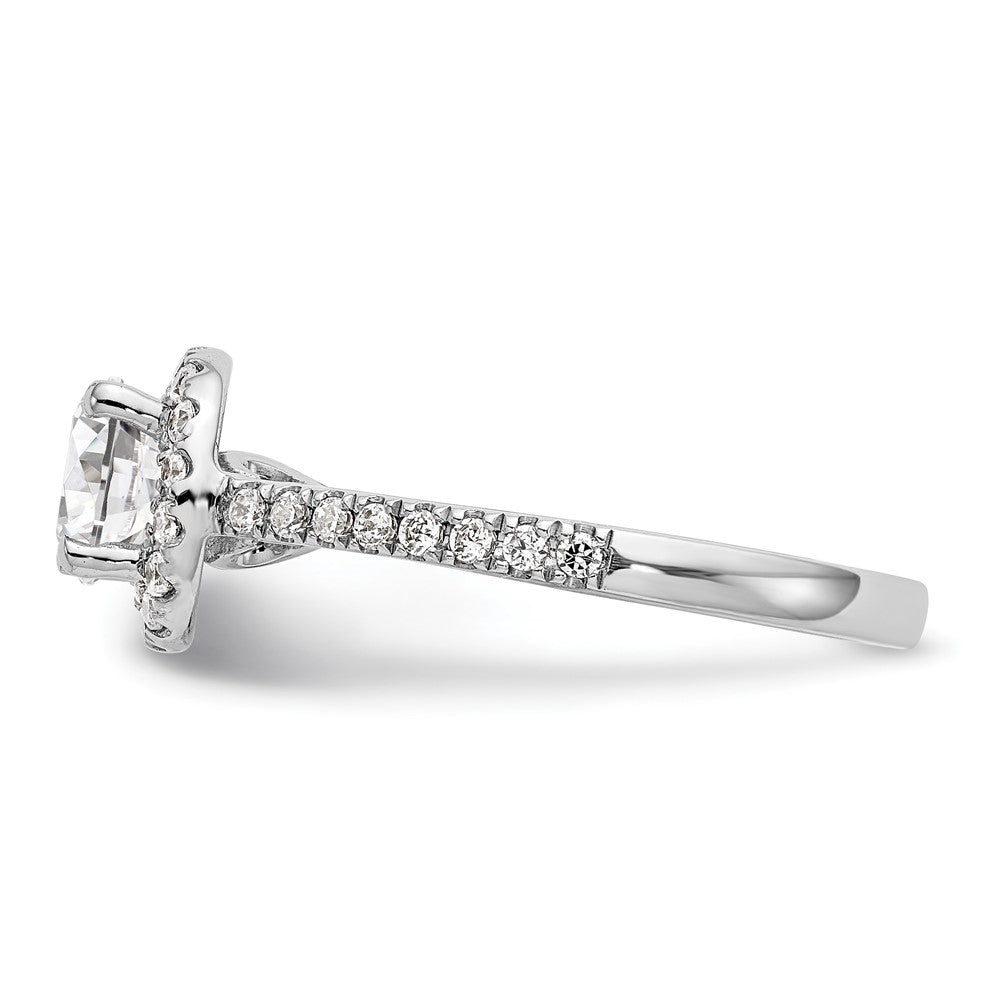 14K White Gold Round Simulated Diamond Halo Engagement Ring