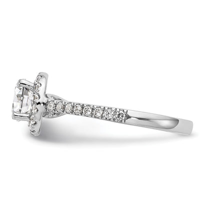 14K White Gold Round Simulated Diamond Halo Engagement Ring