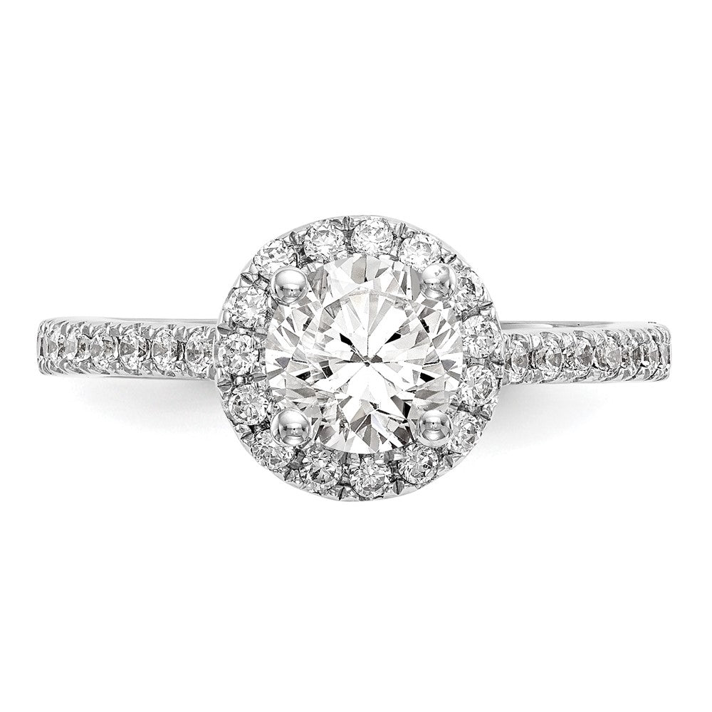 14K White Gold Round Simulated Diamond Halo Engagement Ring
