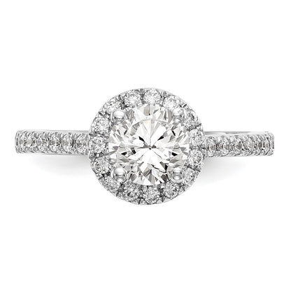 14K White Gold Round Simulated Diamond Halo Engagement Ring