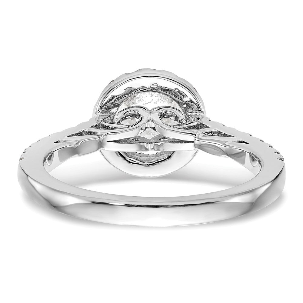 14K White Gold Round Simulated Diamond Halo Engagement Ring