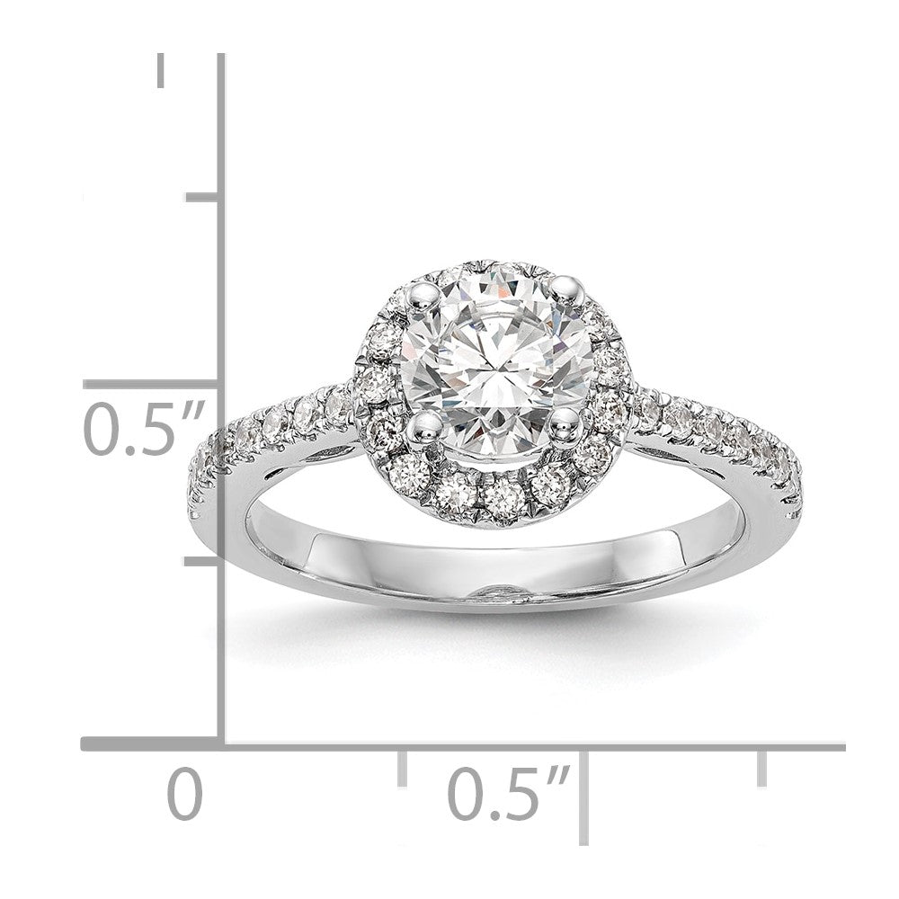 14K White Gold Round Simulated Diamond Halo Engagement Ring