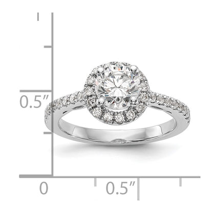 14K White Gold Round Simulated Diamond Halo Engagement Ring