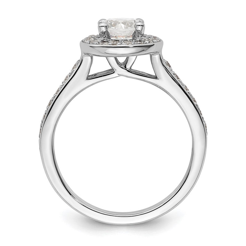14K White Gold Round Simulated Diamond Halo Engagement Ring