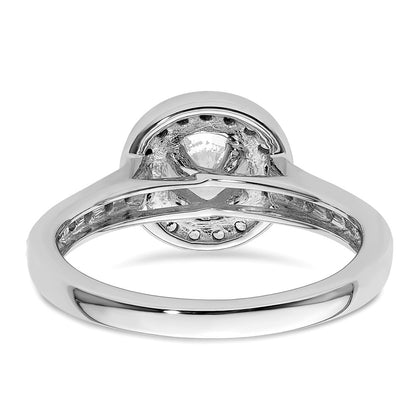 14K White Gold Round Simulated Diamond Halo Engagement Ring