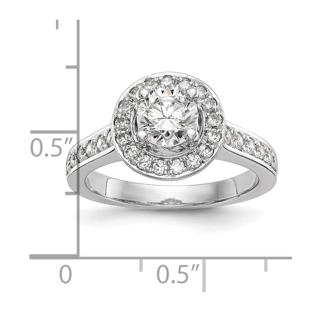14K White Gold Round Simulated Diamond Halo Engagement Ring