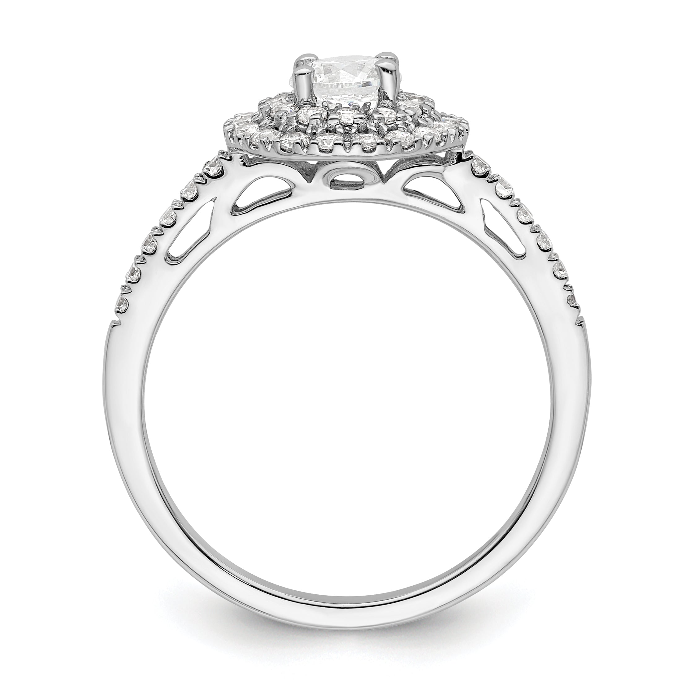 14KW Round Simulated Diamond Double Halo Engagement Ring