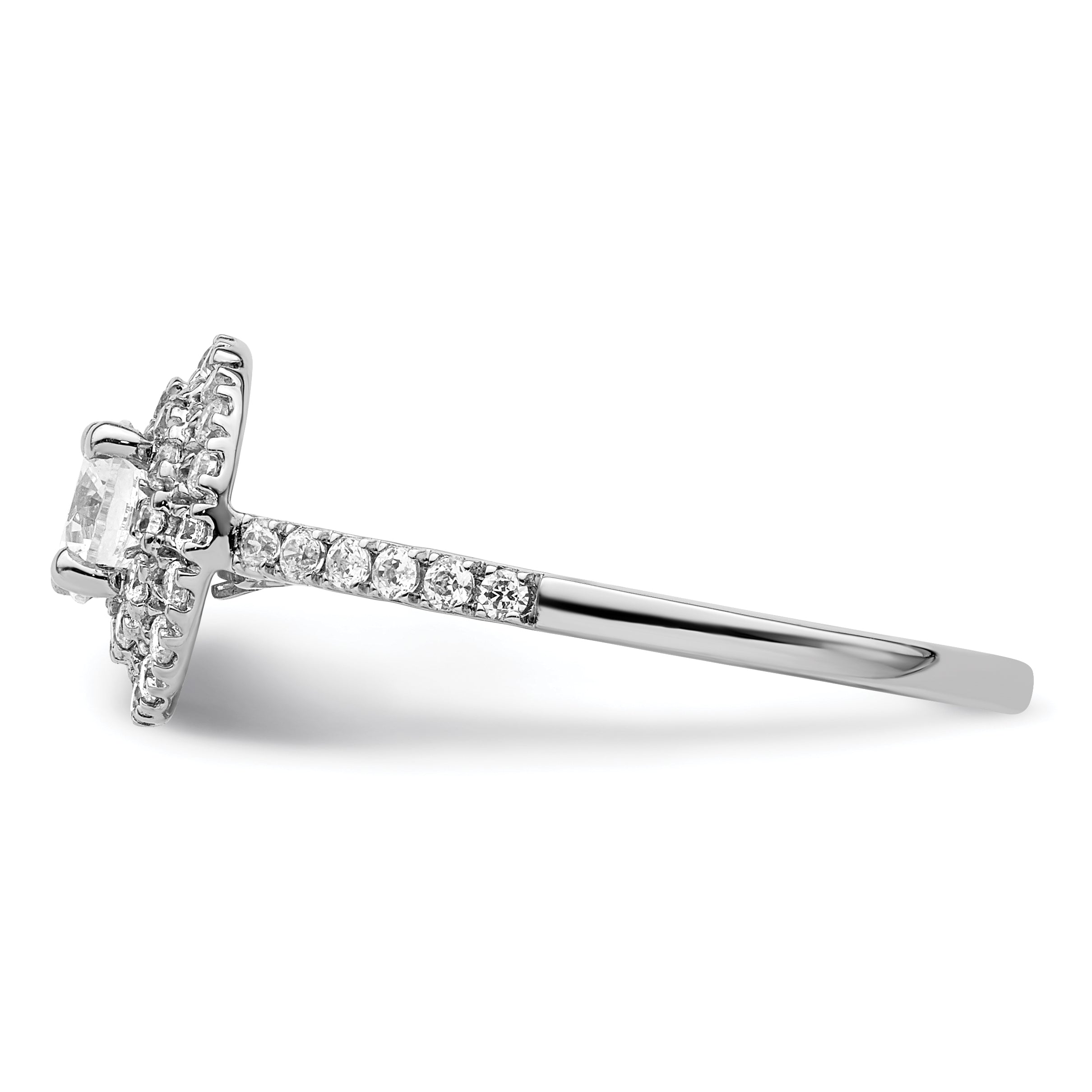 14KW Round Simulated Diamond Double Halo Engagement Ring