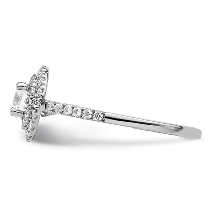 14KW Round Simulated Diamond Double Halo Engagement Ring