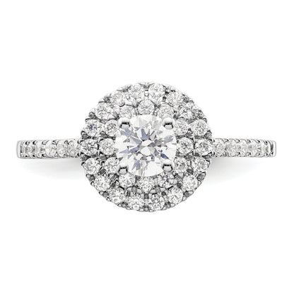 14KW Round Simulated Diamond Double Halo Engagement Ring