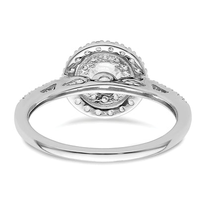14KW Round Simulated Diamond Double Halo Engagement Ring