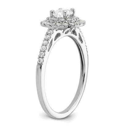 14KW Round Simulated Diamond Double Halo Engagement Ring