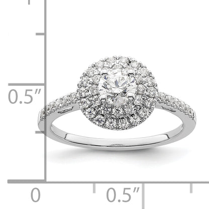 14KW Round Simulated Diamond Double Halo Engagement Ring