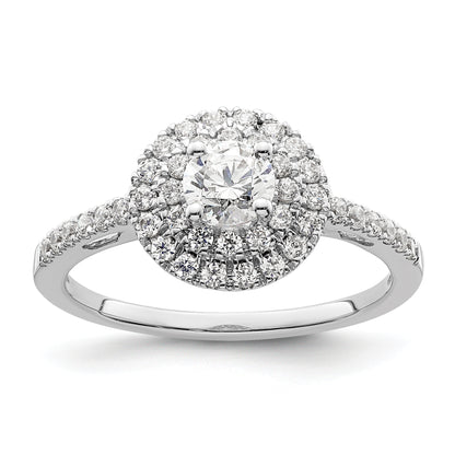14KW Round Simulated Diamond Double Halo Engagement Ring
