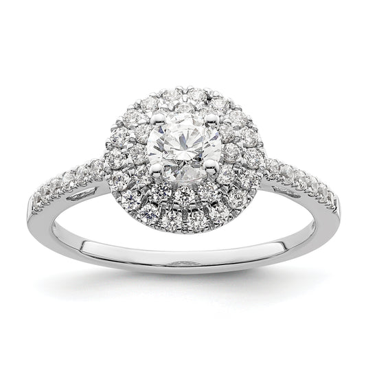 14KW Round Simulated Diamond Double Halo Engagement Ring