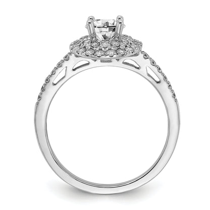 14KW Round Simulated Diamond Double Halo Engagement Ring