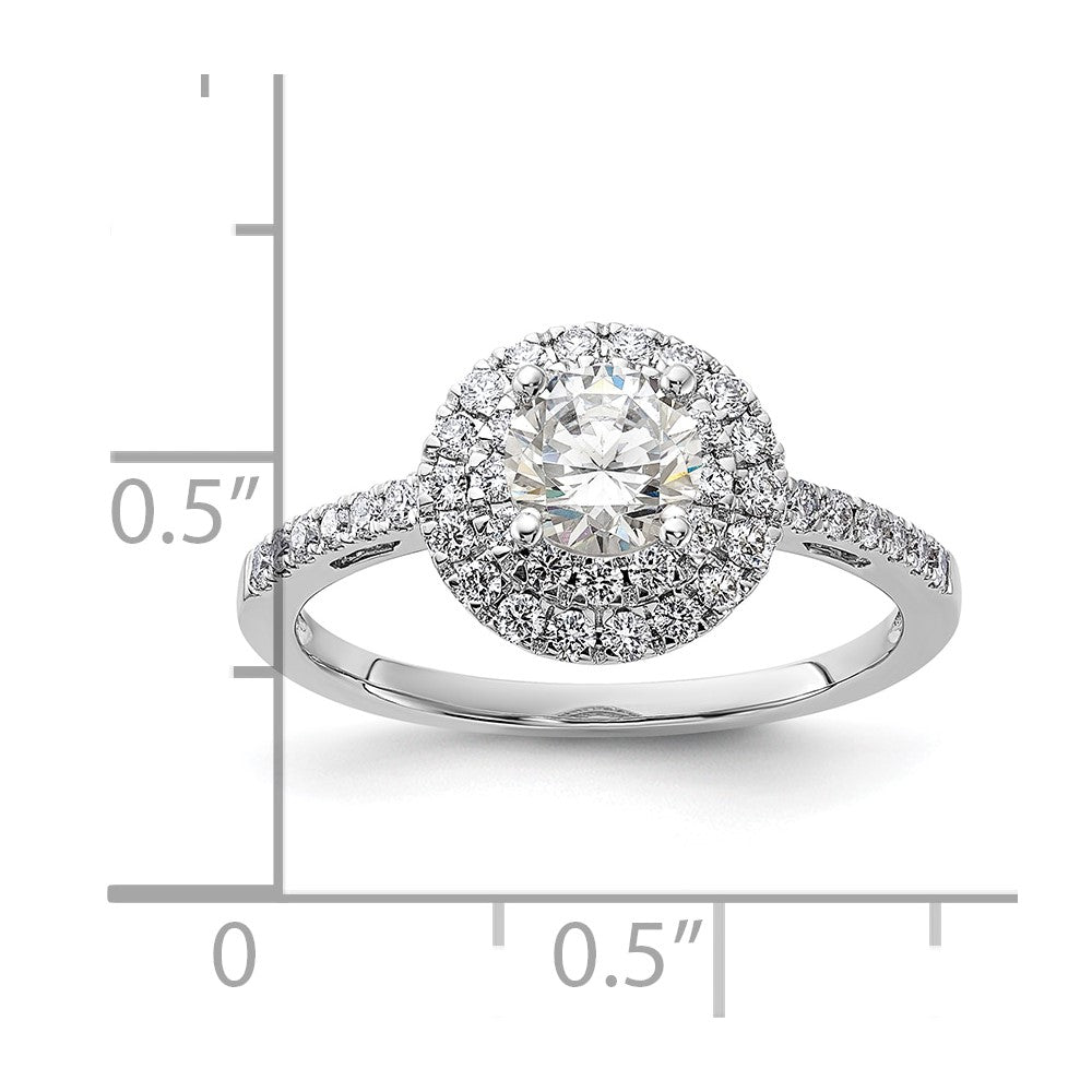 14KW Round Simulated Diamond Double Halo Engagement Ring