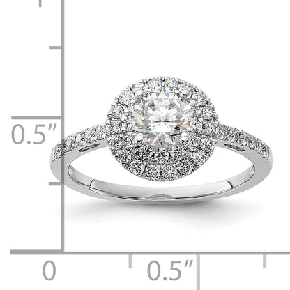 14k White Gold 7/8 Ct. Lab Grown Diamond VS/SI+ G+ Double Halo Engagement Ring