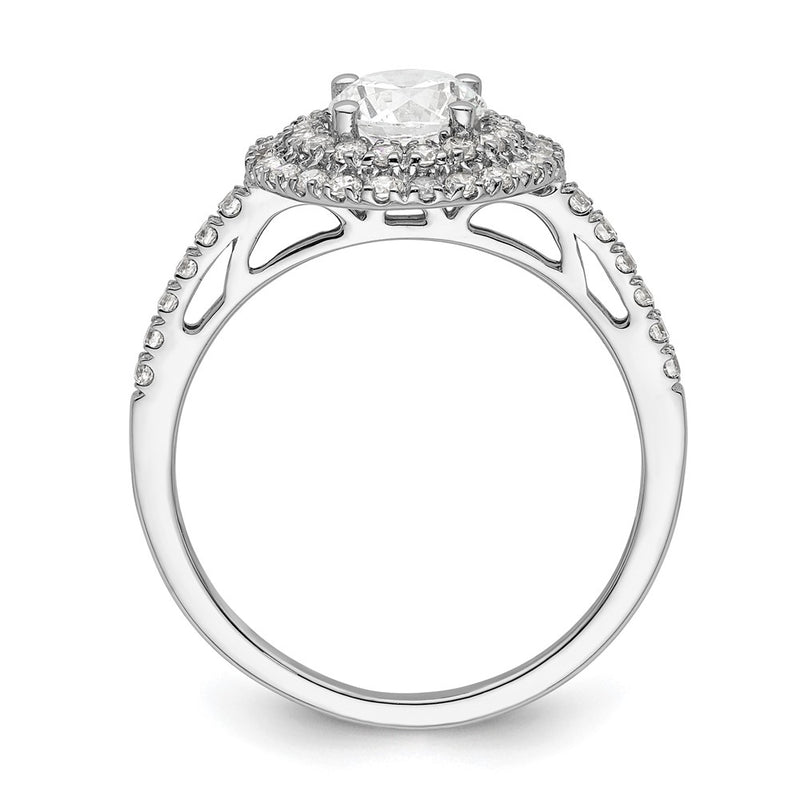 14KW Round Simulated Diamond Double Halo Engagement Ring