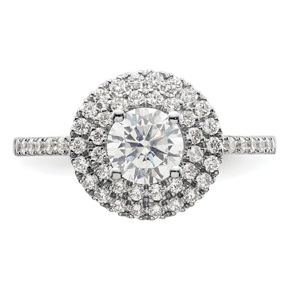 14KW Round Simulated Diamond Double Halo Engagement Ring
