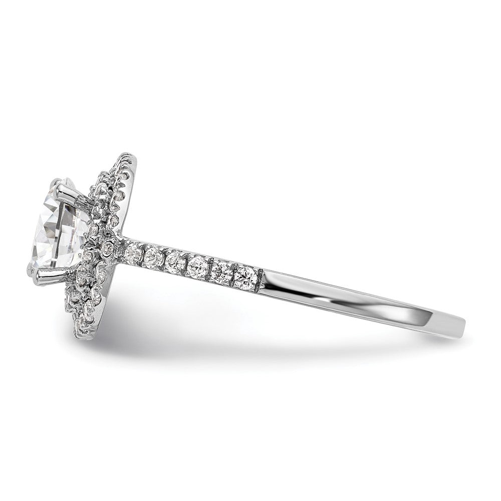 14KW Round Simulated Diamond Double Halo Engagement Ring