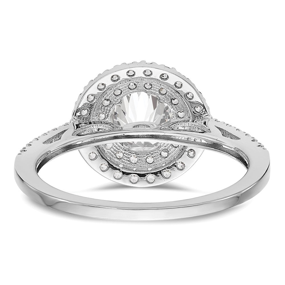 14KW Round Simulated Diamond Double Halo Engagement Ring