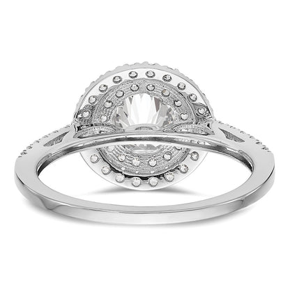 14KW Round Simulated Diamond Double Halo Engagement Ring