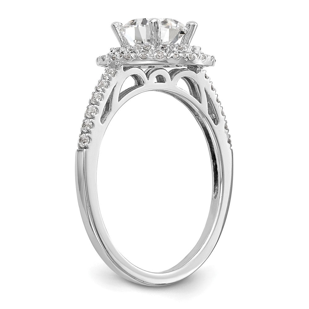14KW Round Simulated Diamond Double Halo Engagement Ring