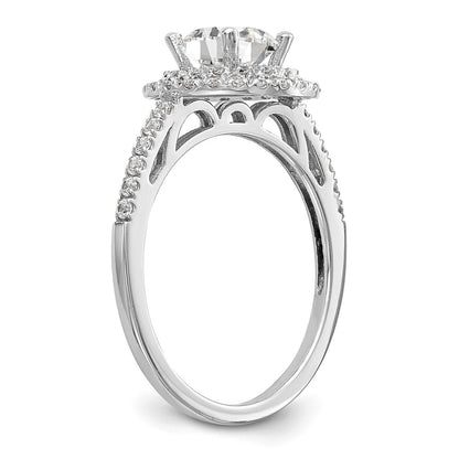 14KW Round Simulated Diamond Double Halo Engagement Ring