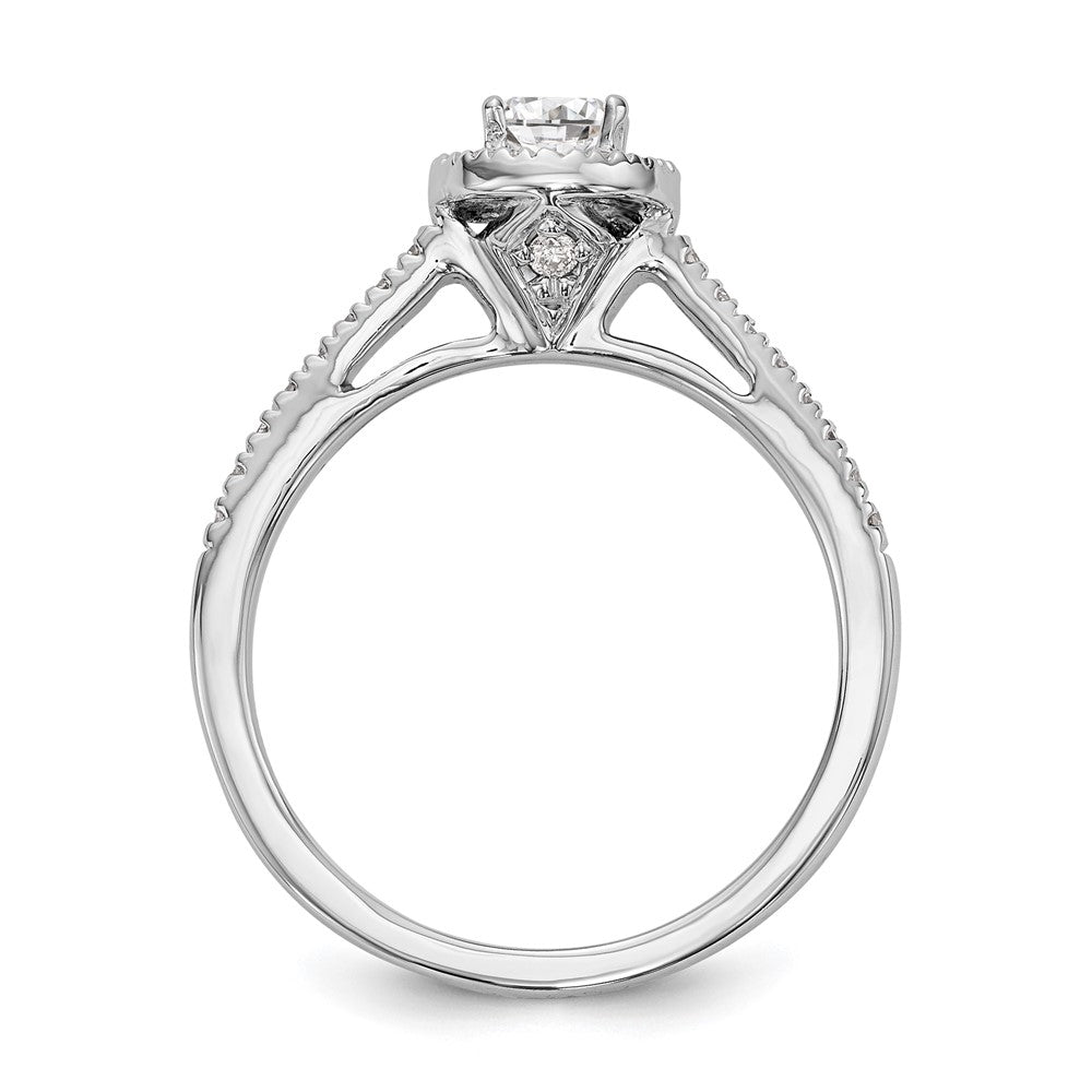 14K White Gold Round Simulated Diamond Halo Engagement Ring