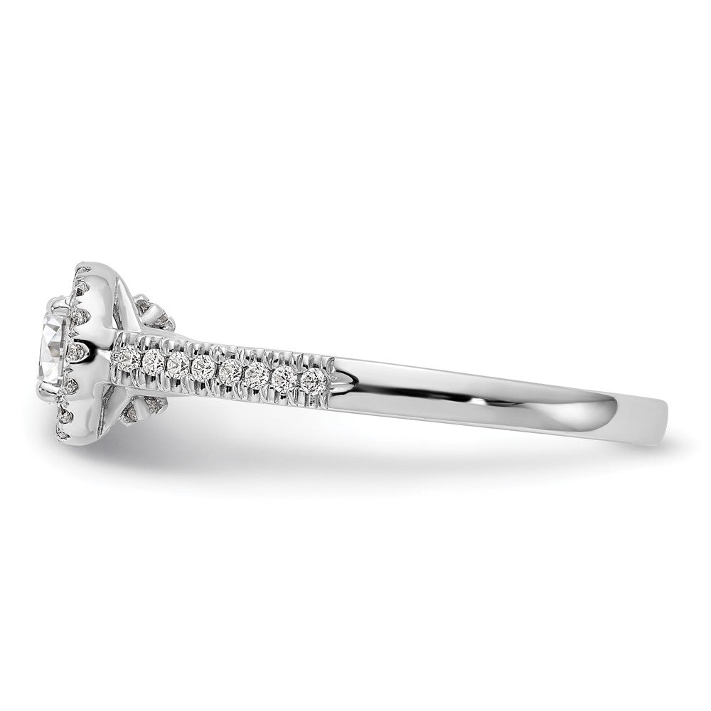 14K White Gold Round Simulated Diamond Halo Engagement Ring